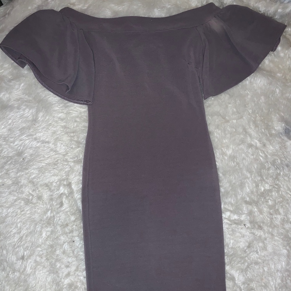Grayish/lilac off shoulder dress